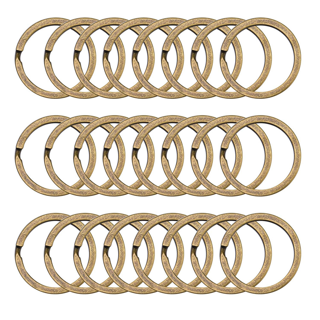 24 Pack Flat Key Rings Metal Split Ring for Home Car Keys Organizations, Jewelry Making, 1 Inch (Bronze)