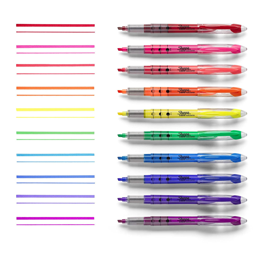 Liquid Highlighters, Chisel Tip, Assorted Colors, 5 Count