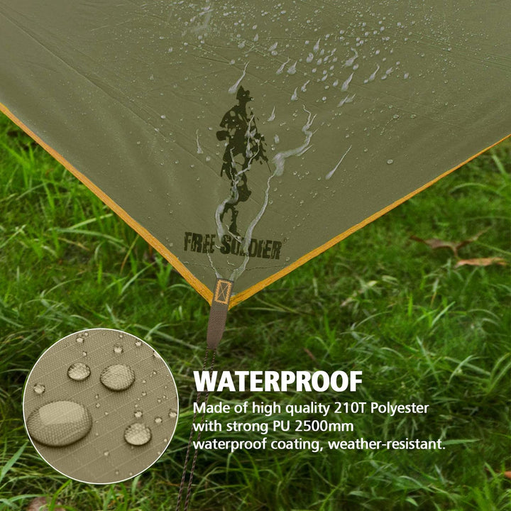 Waterproof Portable Tarp Multifunctional Outdoor Camping Traveling Awning Backpacking Tarp Shelter Rain Tarp (Brown)