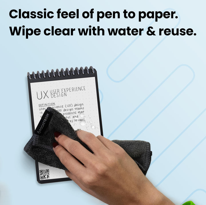 Smart Reusable Notebook, Mini Spiral Notebook, Infinity Black, (3.5 x 5.5)