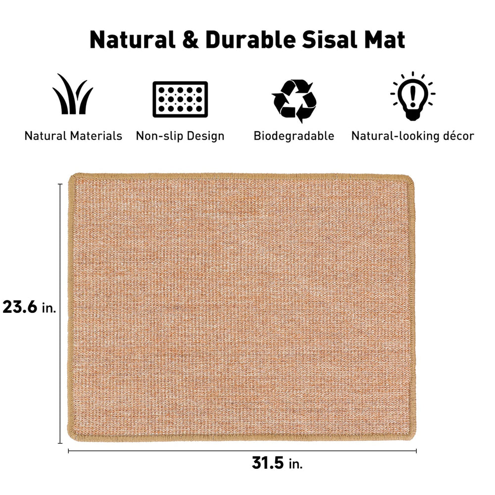 Cat Scratcher Mat, 23.6 X 31.5 Inch Natural Sisal Cat Scratch Mats, Horizontal Cat Floor Scratching Pad Rug, Protect Carpets and Sofas Brown