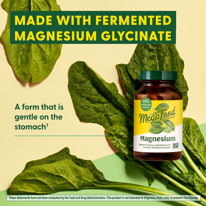 Magnesium - Supports heart & nervous system - Magnesium Supplement with fermented Magnesium Glycinate - Vegan, Gluten-Free, Non-GMO and Kosher - Made Without 9 Food Allergens - 60 Tabs