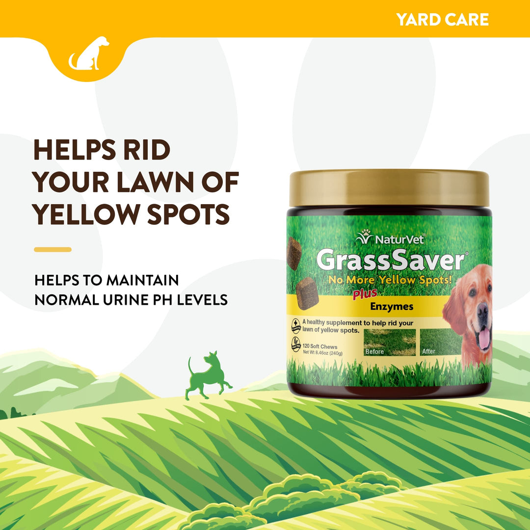 – GrassSaver Supplement for Dogs – Healthy Supplement to Help Rid Your Lawn of Yellow Spots – Synergistic Combination of B-Complex Vitamins & Amino Acids – 120 Soft Chews