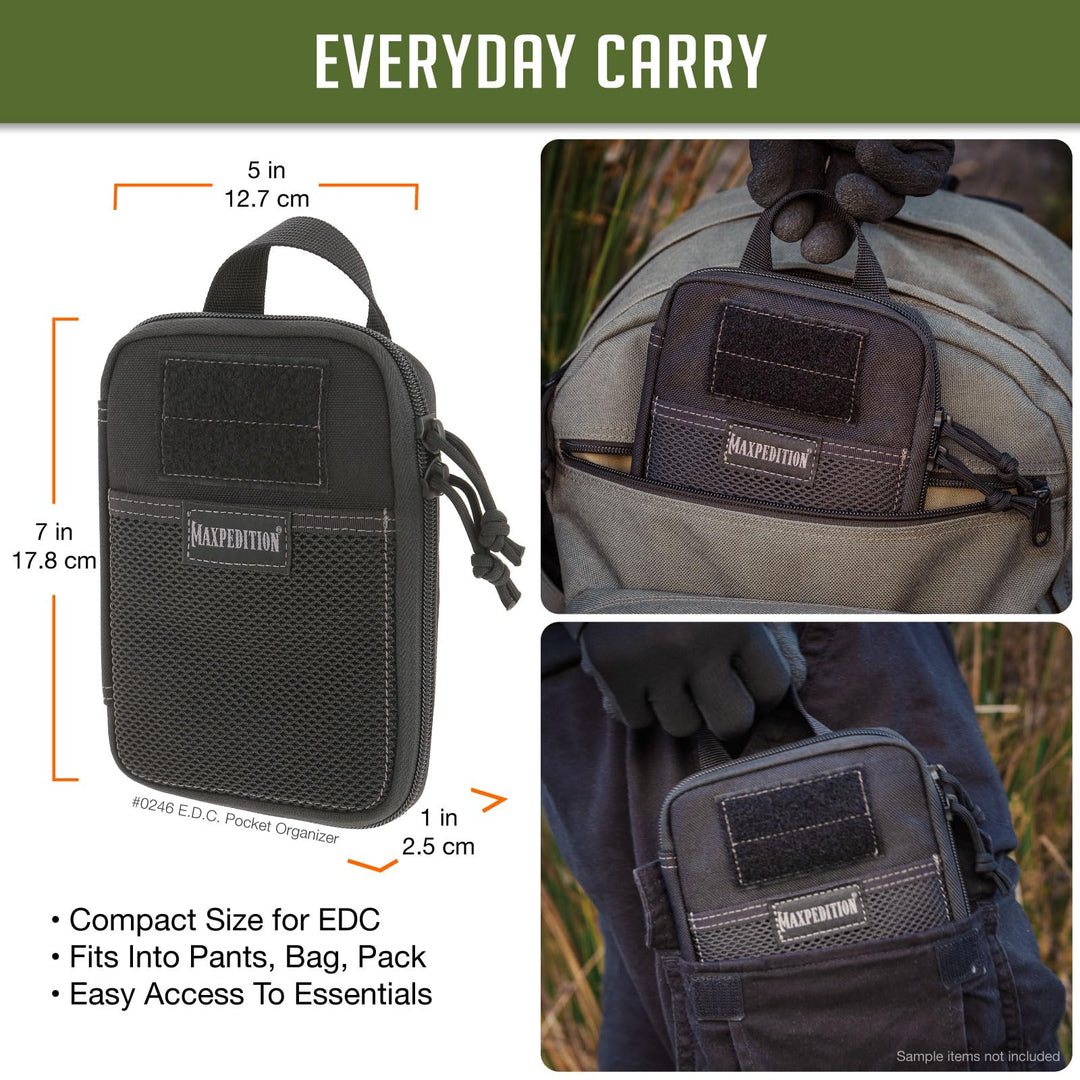 E.D.C. Pocket Organizer,Nylon (Black) 6x1x8