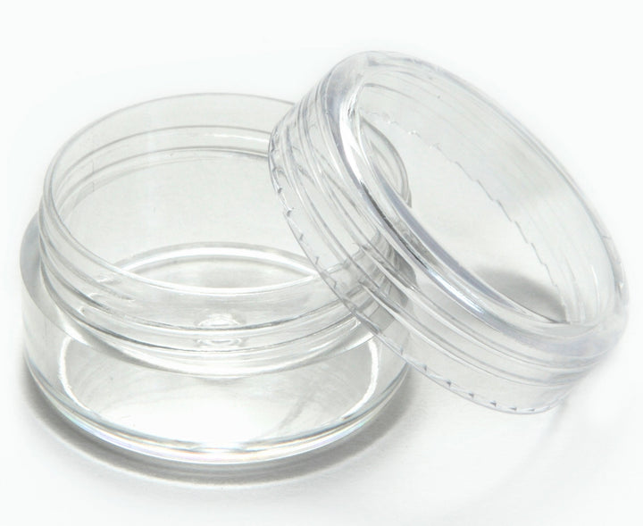 , 50, Clear, Empty, 5 Gram Plastic Pot Jars, Cosmetic Containers.