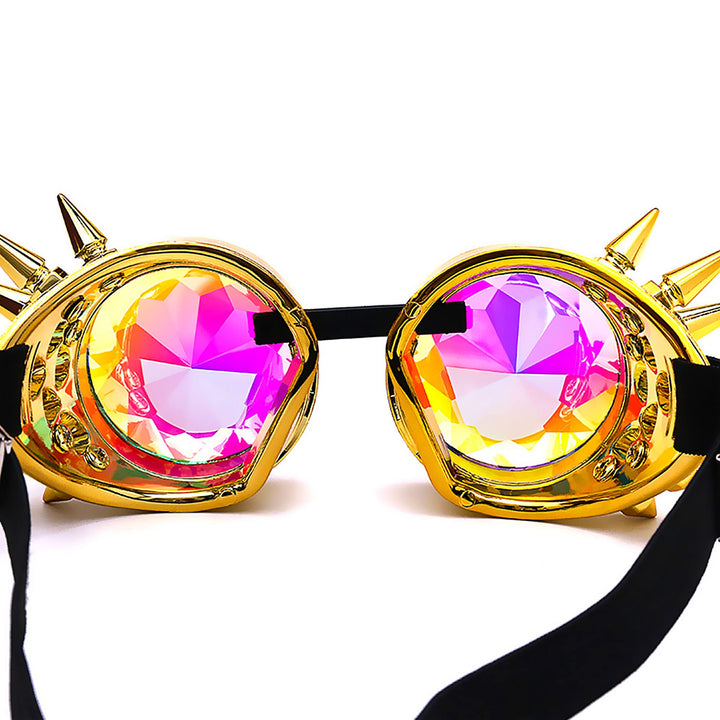 Kaleidoscope Rave Goggles Steampunk Goggles Glasses Halloween Costume Accessories for Men Women Cosplay Party