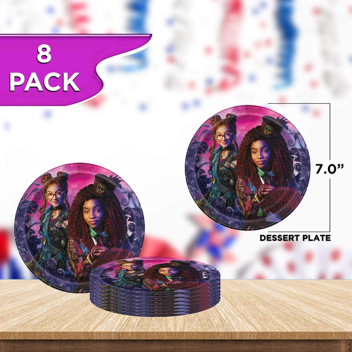 Disney Descendants 3 Party Bundle, Dinner & Dessert Plates, Luncheon Napkins, Table Cover, Great for Fantasy Themed Celebrations, Birthday Bash, Halloween Parties