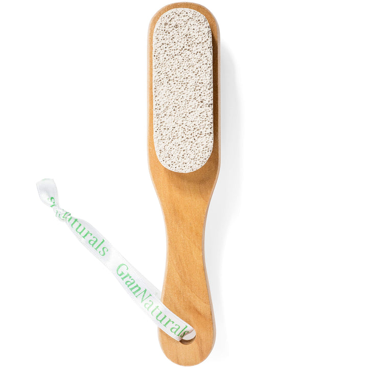 Foot Brush & Pumice Stone with Handle - Callus & Corn Remover, Exfoliator & Scrubber for Dry, Dead Skin on Feet - Natural Bristles & Stone with Wooden Handle - Men & Women