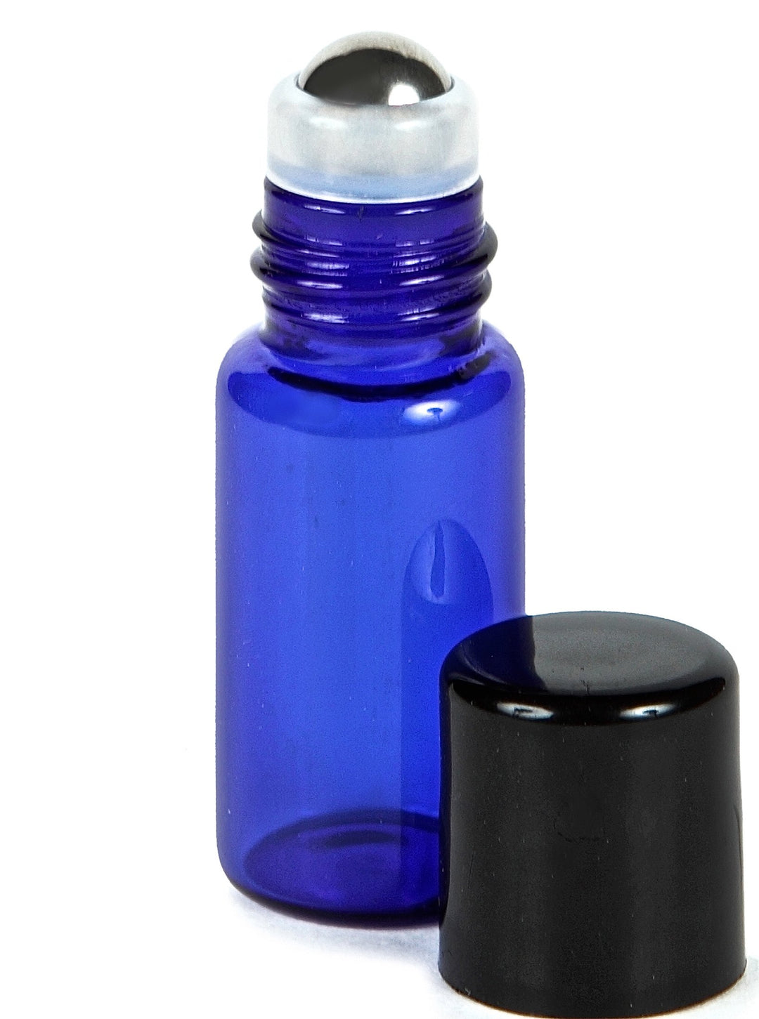 , 12, Cobalt Blue, 3 ml Glass Roll-on Bottles with Stainless Steel Roller Balls - Dropper included ...