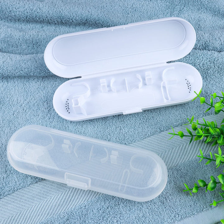 2 Pack Electric Toothbrush Travel Case for Oral-B Pro and Other Electric Toothbrush, Portable Travel Toothbrush Holder (White & Clear)