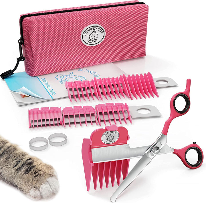 Silent Pet Grooming Kit for Dog, Cat and All Pet Grooming - A Quiet Alternative to Electric Clippers for Sensitive Pets (Right-Handed Pink)