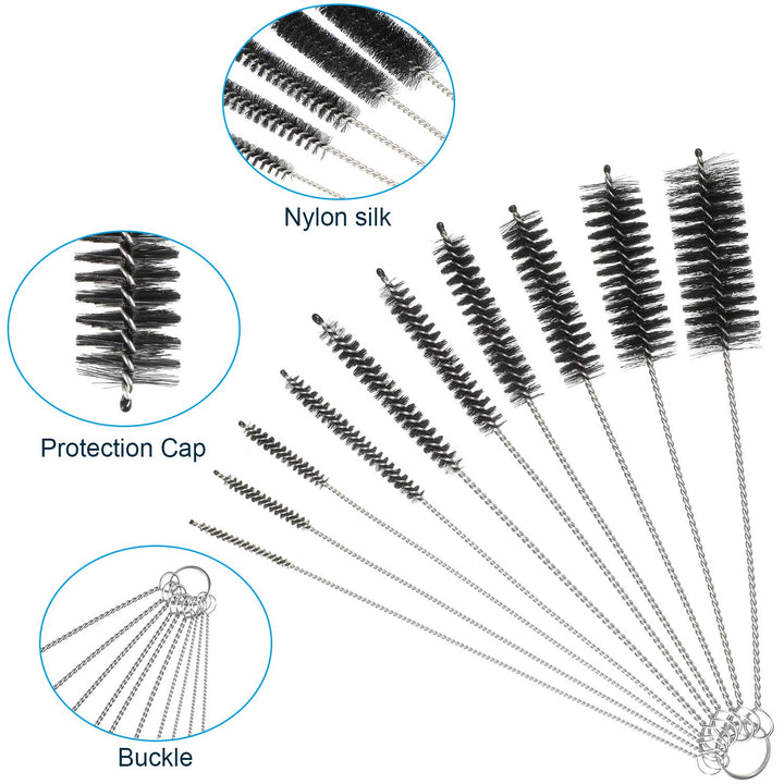 12 Pieces Tube Cleaning Brush Aquarium Filter Brush Nylon Tube Brush Set Flexible Double-Ended Hose Brush Pipe Clean Brush Stainless Steel for Fish Tank, Kitchen, Glasses, Drinking Straws, Keyboard