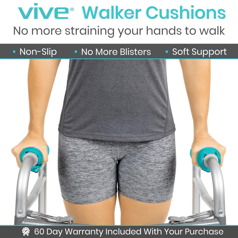 Walker Handle Cushions - Padded Hand Covers - Soft Padding Medical Accessories for Folding Rolling Wheelchair, Rollator Handle, Senior, Elderly Grippers - Foam Crutch Pads Grips - Mobility Aid (Teal)