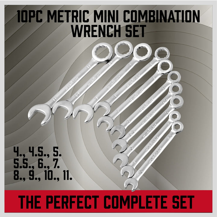 Premium Midget Wrench Set - 22-Piece Mini Combination Wrench Set Metric & SAE Ignition Wrench Set 4-10mm & 5/32'' to 7/16'' Lightweight Small Wrench Set Carry Pouch