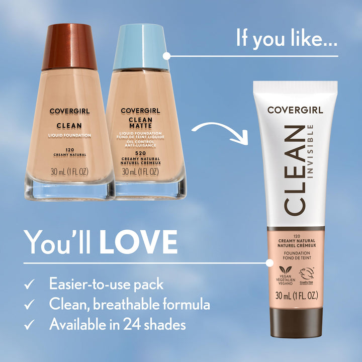 , Clean Matte Liquid Foundation, Creamy Natural, 1 Ounce, 1 Count (packaging may vary)