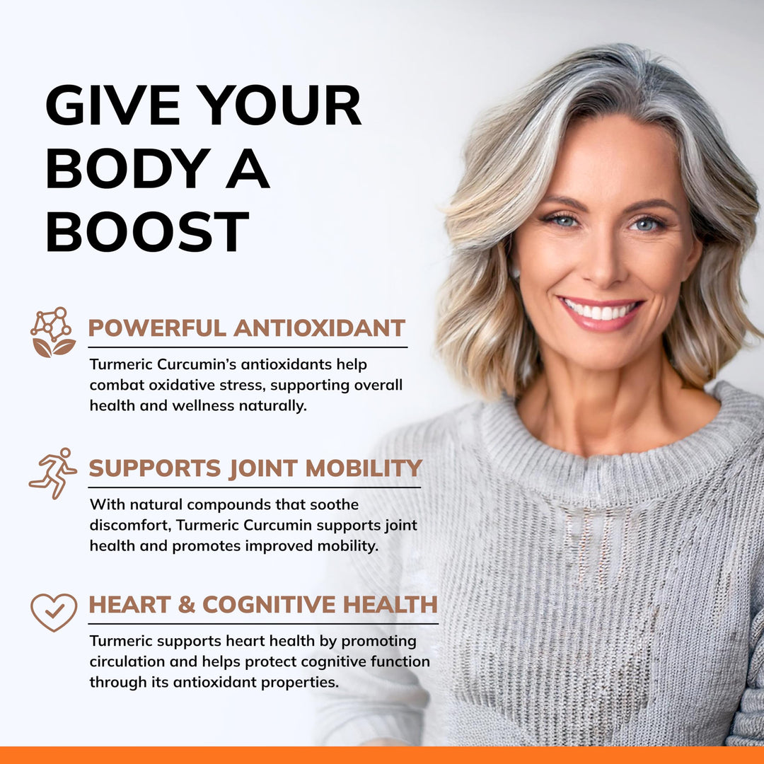 Turmeric Curcumin 1300mg with BioPerine Black Pepper Extract - 180 Capsules - with 95% Curcuminoids, 100% Natural Tumeric Root Powder Supplements, Pure & Joint Stiffness Pills