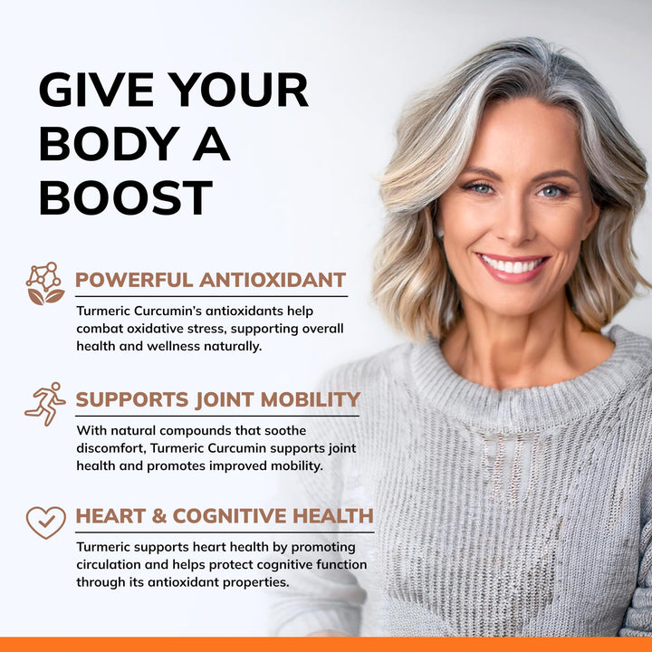 Turmeric Curcumin 1300mg with BioPerine Black Pepper Extract - 180 Capsules - with 95% Curcuminoids, 100% Natural Tumeric Root Powder Supplements, Pure & Joint Stiffness Pills