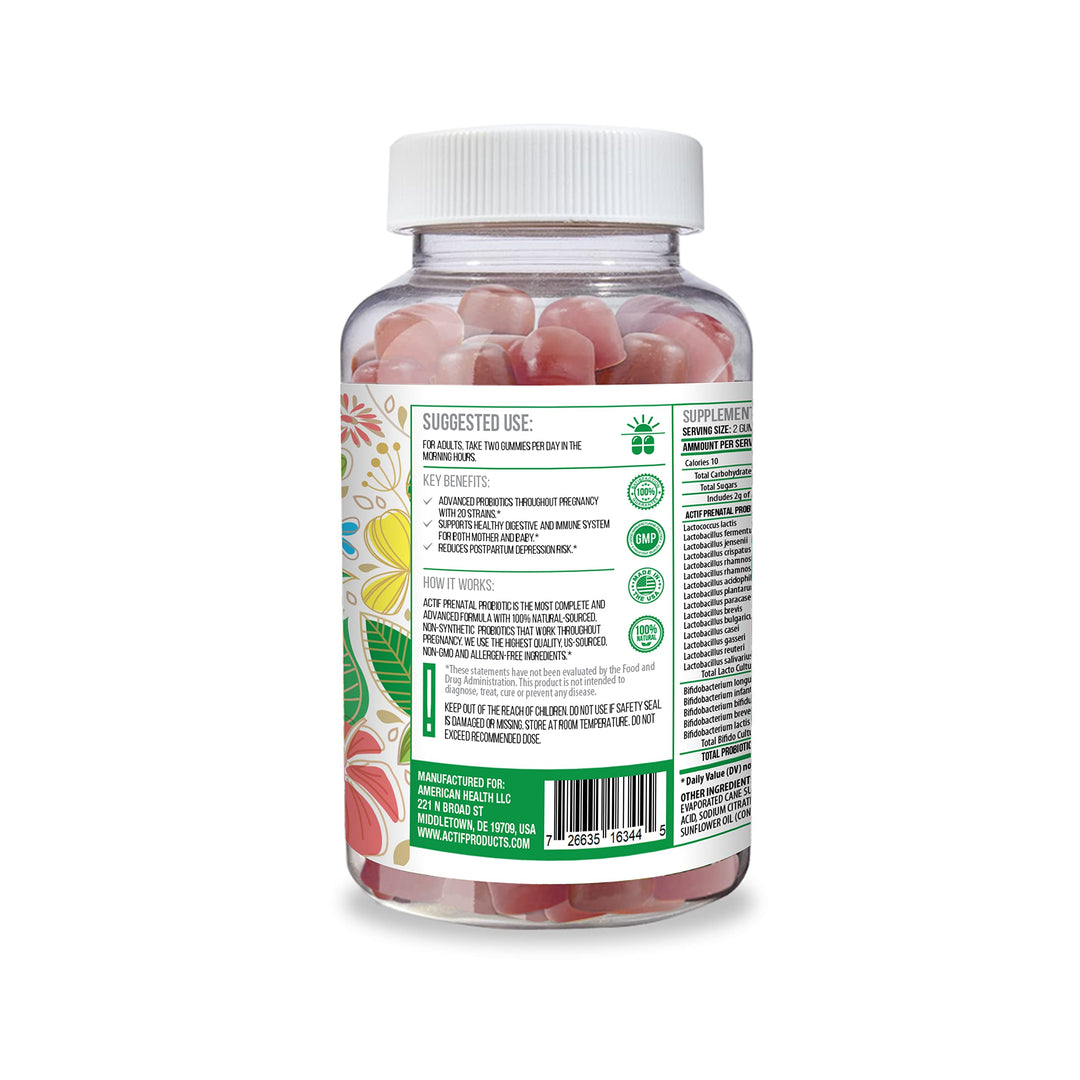 Prenatal Probiotic Maximum Strength with 75 Billion CFU and 20 Strains, Immunity and Gut Support, Zero Nausea Formula - Made in The USA, 60 Gummies, Strawberry Flavor