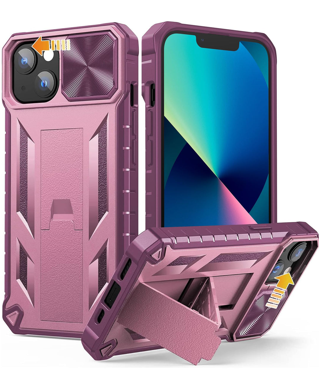 for iPhone 13 iPhone14 Case with Stand: iPhone 13 iPhone14 Cover with Kickstand | Shockproof Military Grade Protective Cell Phone Case | TPU Durable Rugged Bumper Textured Matte Hybrid Design