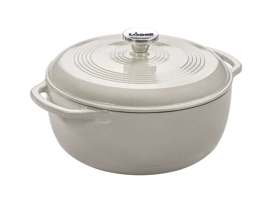 6 Quart Enameled Cast Iron Dutch Oven with Lid – Dual Handles – Oven Safe up to 500° F or on Stovetop - Use to Marinate, Cook, Bake, Refrigerate and Serve – Oyster White
