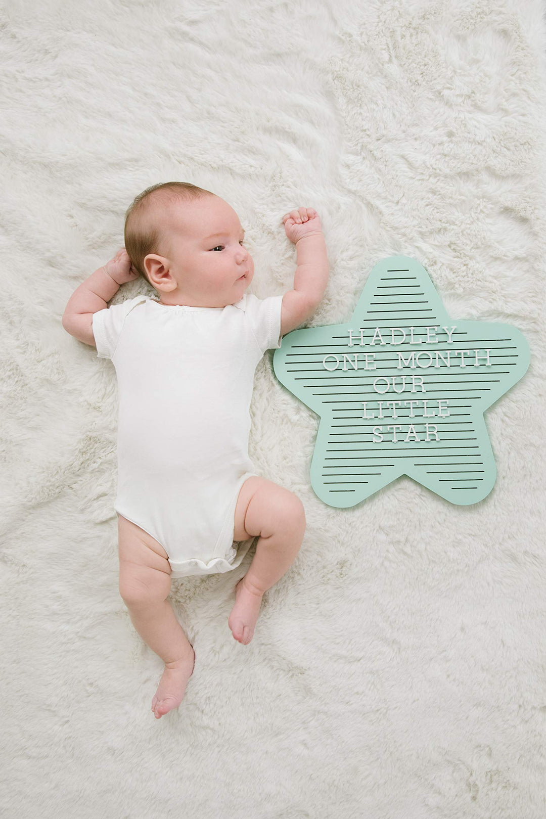 Star Shaped Wooden Letterboard Set, Gender-Neutral Baby Keepsake Photo Prop, Mint Green