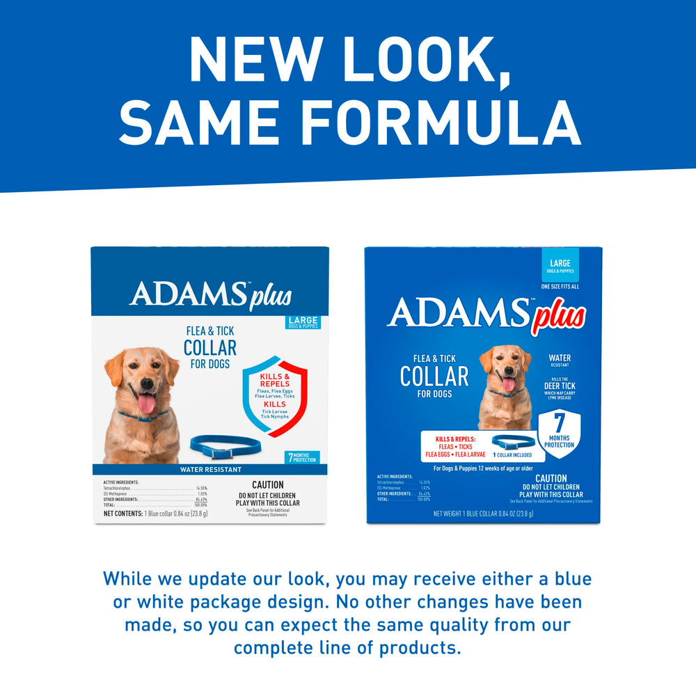 Plus Flea & Tick Collar for Dogs, 7-Month Protection, Adjustable Collar Fits Large Dogs & Puppies, Kills & Repels Fleas, Flea Eggs, Flea Larvae and Ticks, Kills Tick Larvae and Tick Nymphs, Blue