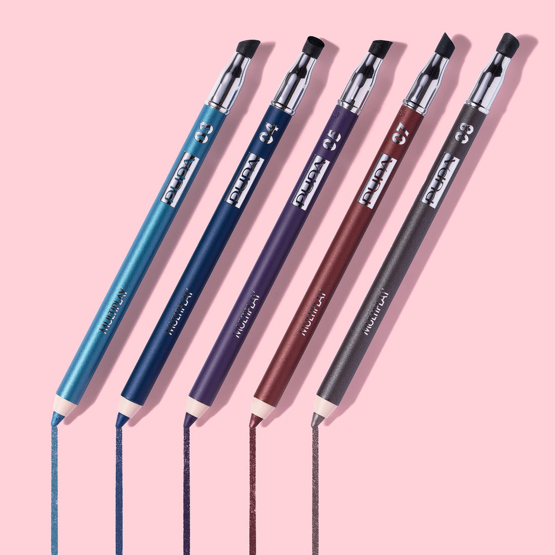 PUPA Milano Multiplay Eye Pencil - Creamy, Blendable Eyeliner With Smudge Tip - Create Long Wearing, Glamorous Intensity - Smooth And Lasting Color Liner For Waterline Or Lid - 12 Grey Blue - 0.04 Oz