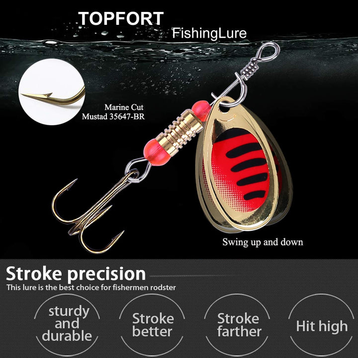 Fishing Lures, Fishing Spoon,Trout Lures, Bass Lures, Spinning Lures,Hard Metal Spinner Baits kit with Carry Bag, Fishing Gift for Men, Father's Day, Birthday