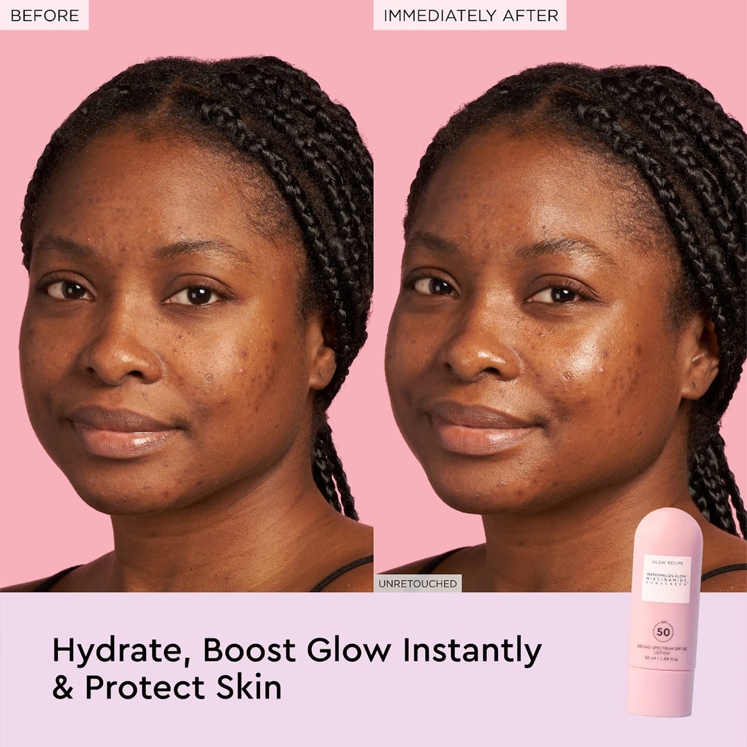 Watermelon Glow SPF 50 Mineral Sunscreen - With Niacinamide, Hyaluronic Acid & Aloe Vera for Even Skin Tone - Lightweight Broad Spectrum
