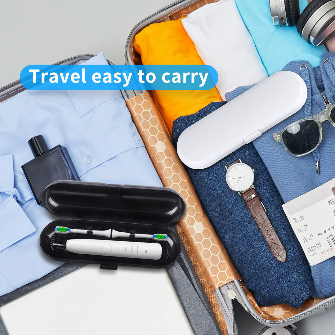 2 Pack Electric Toothbrush Travel Case for Oral-B Pro and Other Electric Toothbrush, Portable Travel Toothbrush Holder (Black & White)