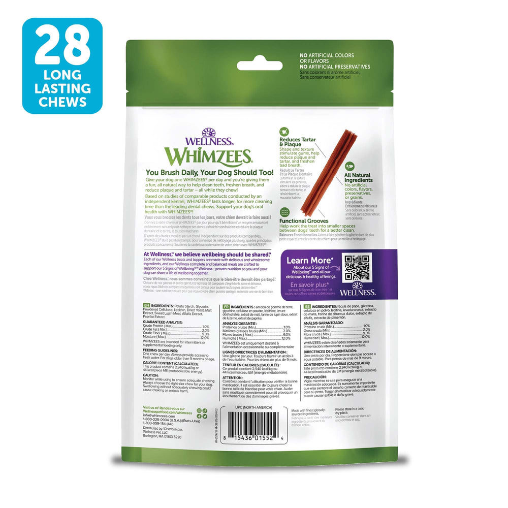 Wellness Stix Dog Dental Treats, Natural Chews, Small Size Stick, (28 Count)