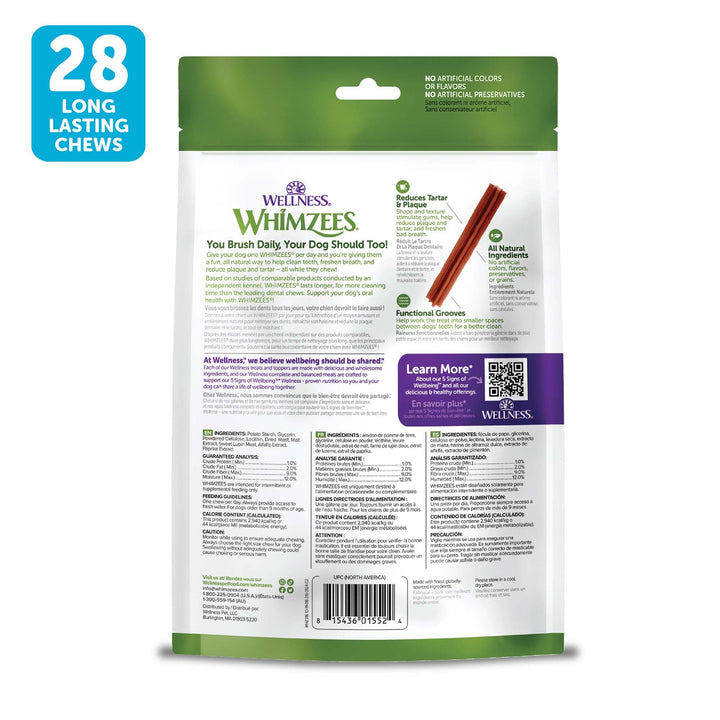 Wellness Stix Dog Dental Treats, Natural Chews, Small Size Stick, (28 Count)