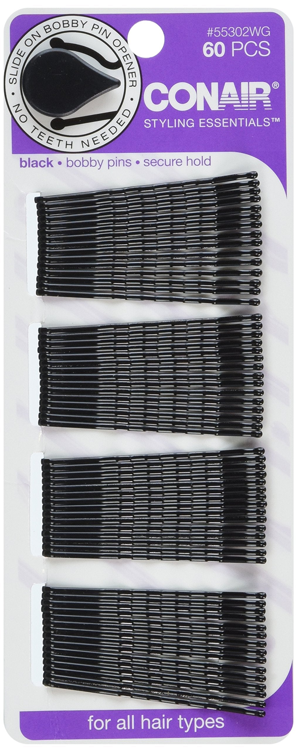 Conair Brush Styling Essentials Bobby Pins, Black 60 ea by Conair