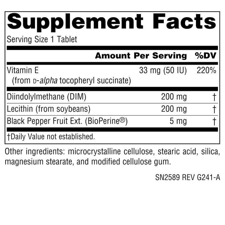DIM, Diindolylmethane 200mg with BioPerine, Vitamin E & More - 60 Tablets