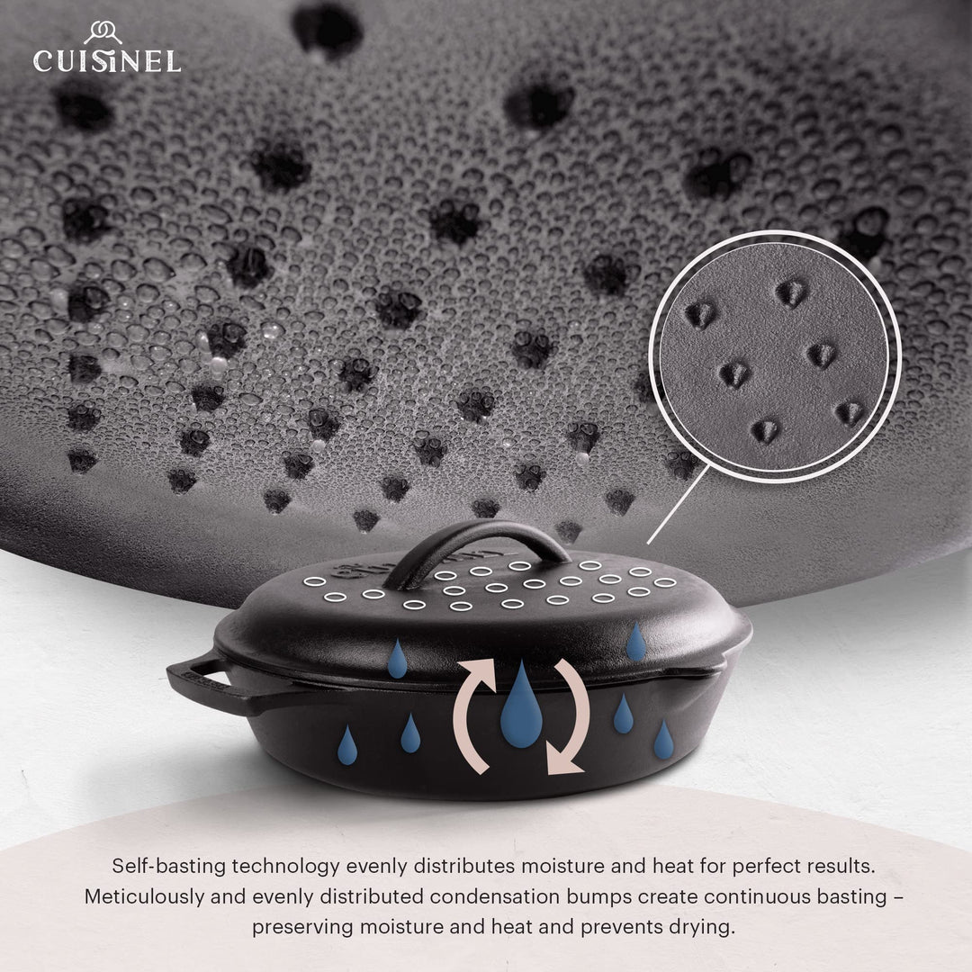 Cast Iron Lid - Fits 8-Inch / 20.32cm Lodge Skillet, Frying Pans or Braiser + Silicone Handle Holder + Care Guide - Pre-Seasoned Replacement Cover - Indoor/Outdoor, Oven, Open Fire, BBQ Safe