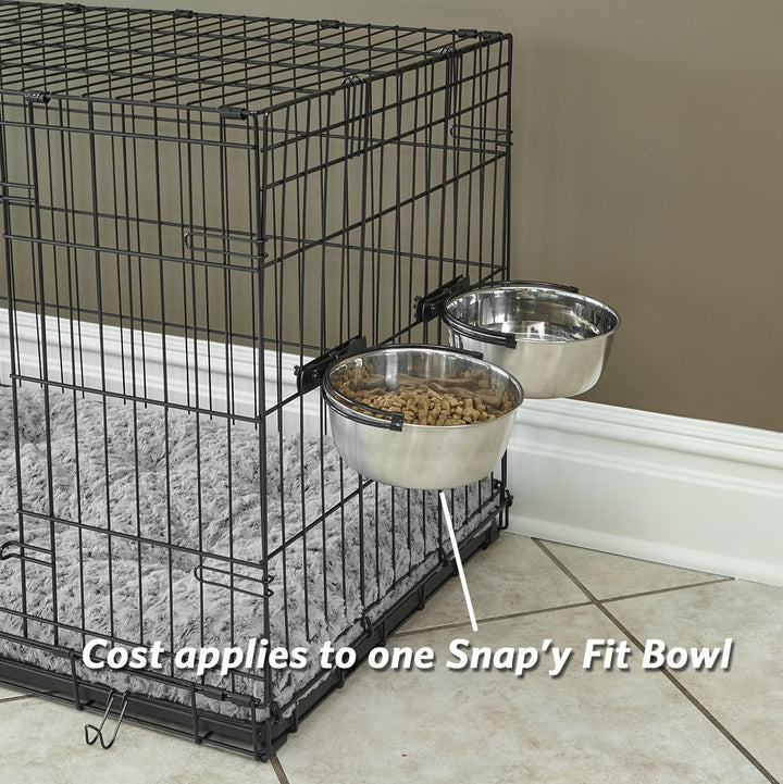 Snap'y Fit Stainless Steel Food Bowl/Pet Bowl, 2 qt. for Dogs & Cats (42), Silver