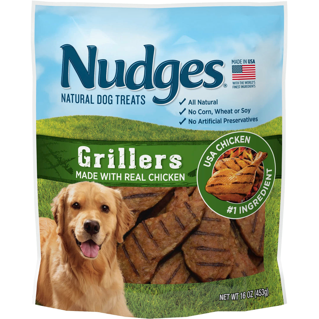 Nudges Grillers Natural Dog Treats, Chicken, 16oz Bag