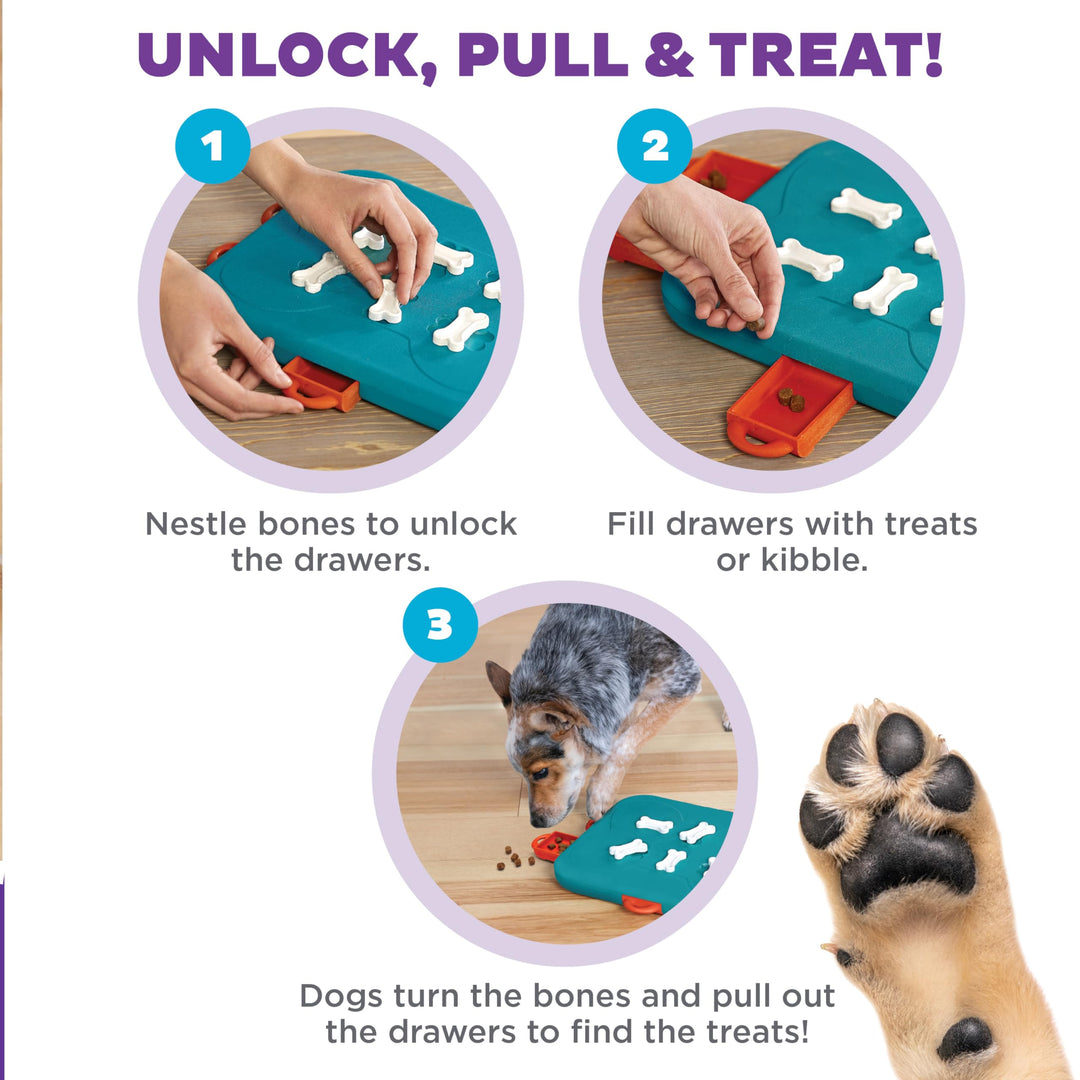 by Nina Ottosson Dog Casino Treat Puzzle Enrichment Toy, Level 3 Advanced, Turquoise