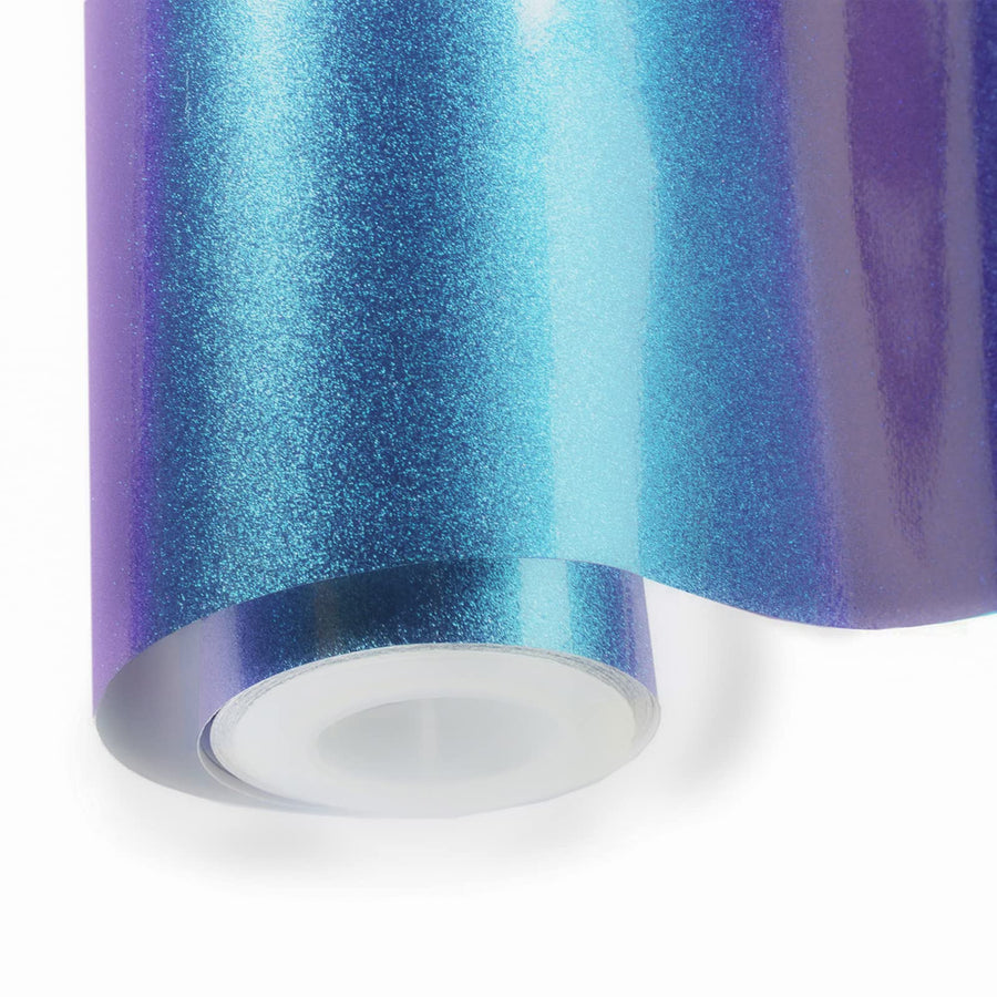 Glossy Metallic Chameleon Purple-Blue Vehicle Car Vinyl Wrap Stretchable Air Release DIY Decoration 11.8x60