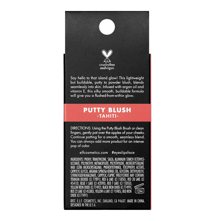 Putty Blush, Creamy & Ultra Pigmented Formula, Infused with Argan Oil & Vitamin E, Tahiti, 0.35 Oz (10g)