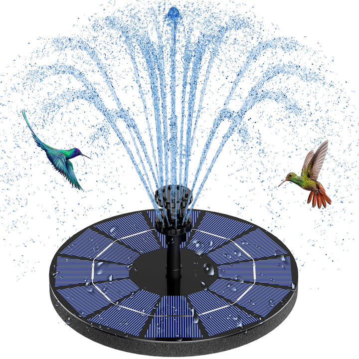 3.5W Solar Fountain Pump Built-in 1500mAh Battery, Solar Bird Bath Fountain with 6 Nozzles, Solar Floating Water Fountain Pump for Bird Bath, Fish Tank, Pond, Pool, Garden and Outdoor