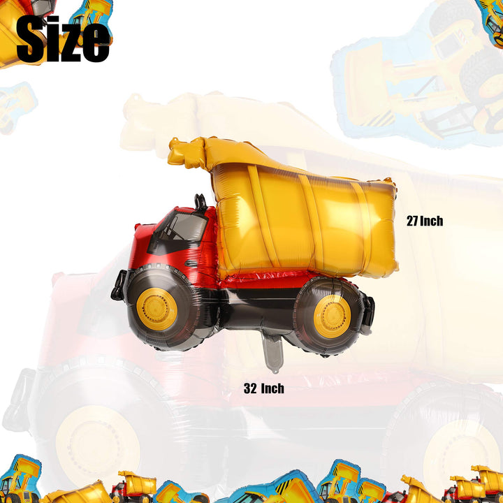 2 Pcs Jumbo Dump Truck Foil Mylar Balloon Helium Large Birthday Party Decorations Supplies Yellow