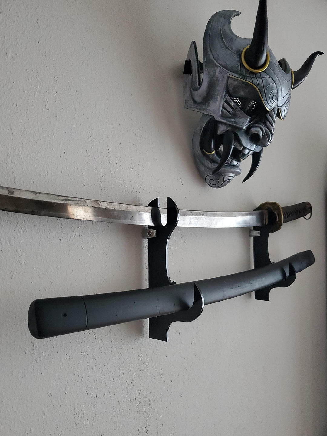 Sword Wall Mount,Sword Stand acrylic two-layer wall mounted samurai sword stand display stand, support all swords (White)