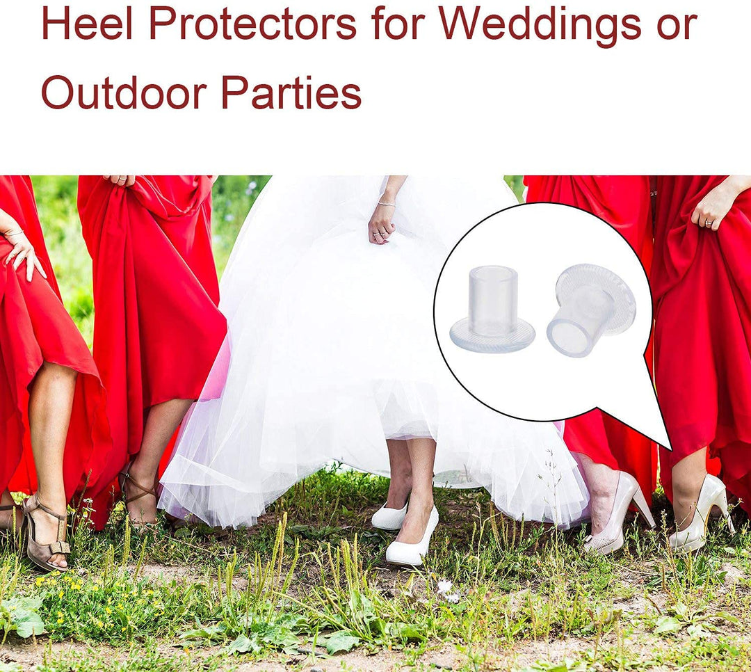 Clear High Heel Protectors for Women's Shoes, 6 Pairs/3 Size Silicone High Heels Stoppers for Grass and Uneven Floor Anti-Slip Heel Cover for Wedding Outdoors S/M/L