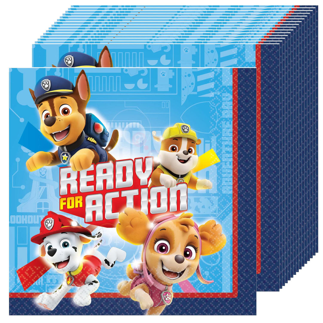 Paw Patrol Adventures Beverage Paper Napkins - 5 x 5 (Pack Of 16), Vibrant & Fun Serviettes - Perfect For Birthdays, Themed Parties & Celebrations