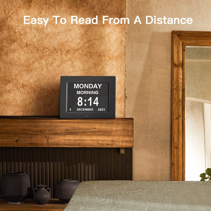 Day Clock Premium Digital Alarm Clock with Extra Large LCD Screen ,Electronic Wall Clock & 5 Alarm Options,Perfect for Seniors