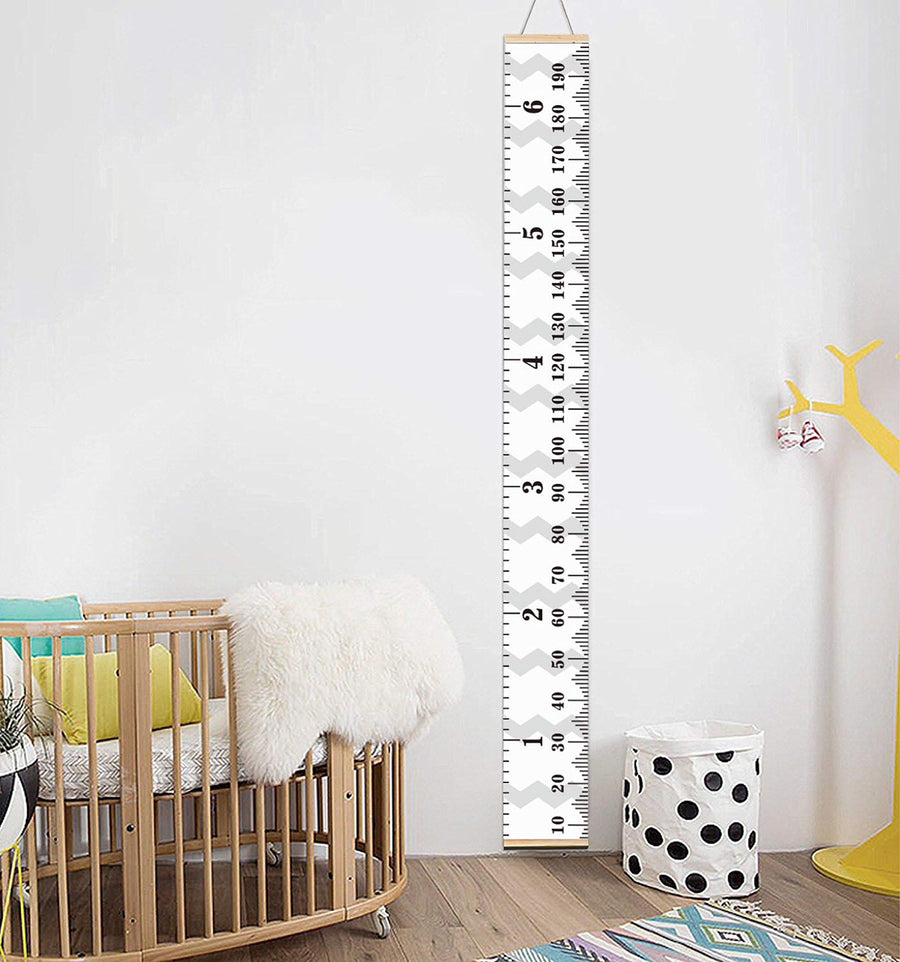 Crazy Curry Kids Growth Chart, Wood Frame Fabric Canvas Height Measurement Ruler from Baby to Adult for Child's Room Decoration 7.9 x 79in (7.9 x 79in, Flamingo)