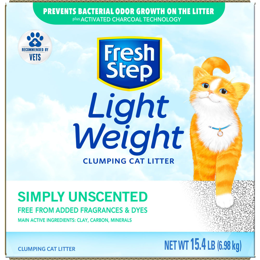 Simply Unscented Light Weight Clumping Litter, Unscented Cat Litter With Activated Charcoal Technology, 15.4 lb. Box