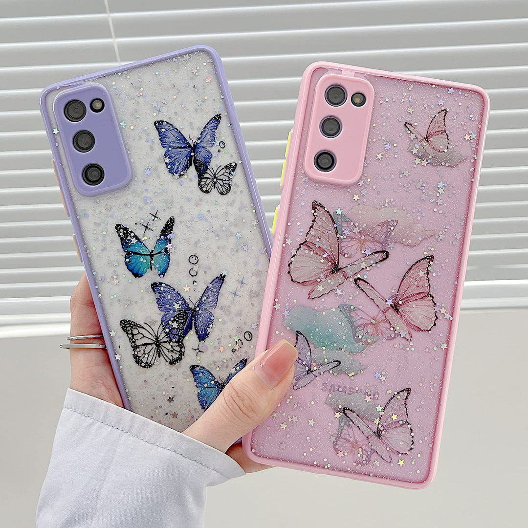 Samsung Galaxy S20 FE Case 5G Cute Glitter Butterfly Full Camera Lens Protection Cases for Women Girls Soft TPU Clear Shockproof Bumper for Samsung S20 FE 6.5 Inch