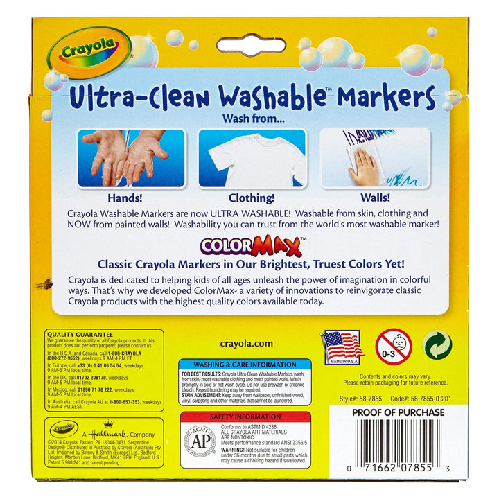 Ultra Clean Washable Markers (10 Count), Broad Line Markers For Kids, Great For Crafting & School Supplies, Nontoxic